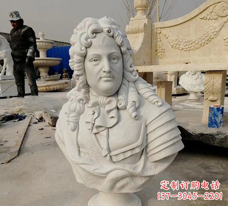 甘肃汉白玉牛顿头像雕塑,尊享经典