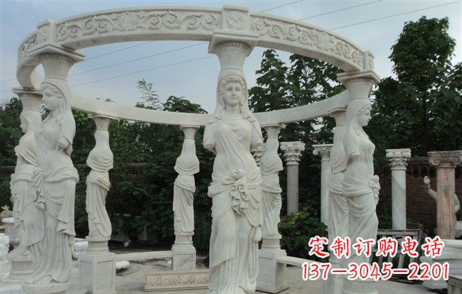 甘肃汉白玉欧式凉亭雕塑,尽享悠然凉意