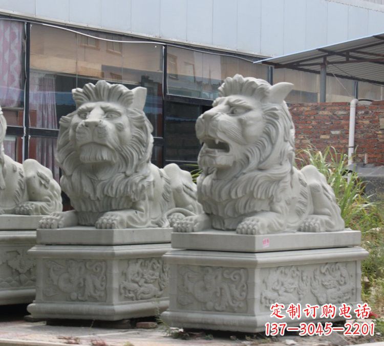 甘肃汉白玉狮子雕塑，欧式风格精美雕塑