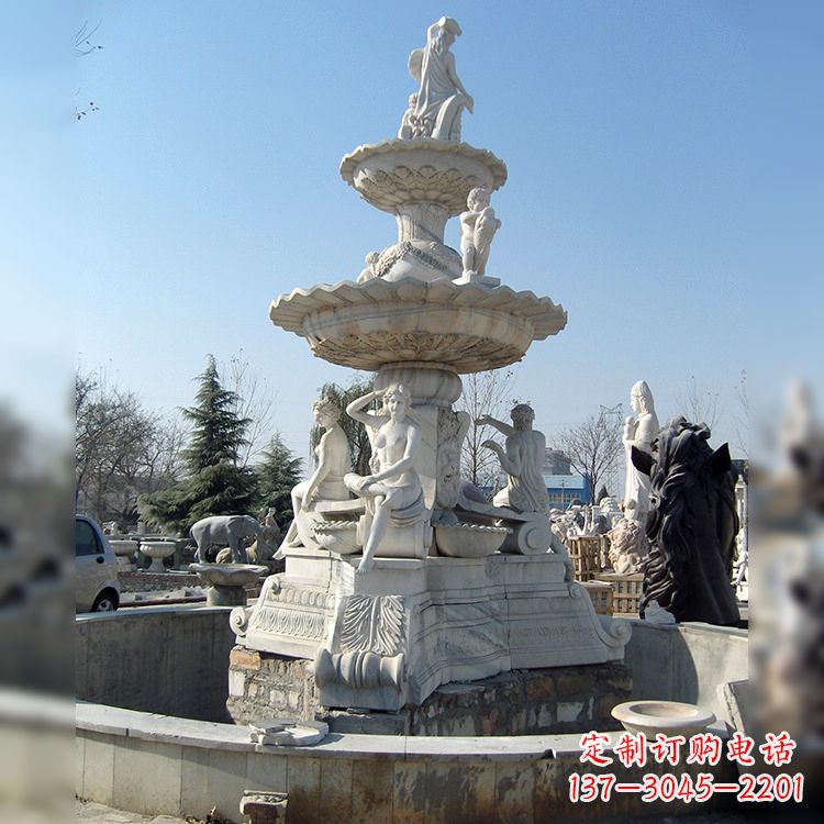 甘肃精美汉白玉欧式人物喷泉雕塑