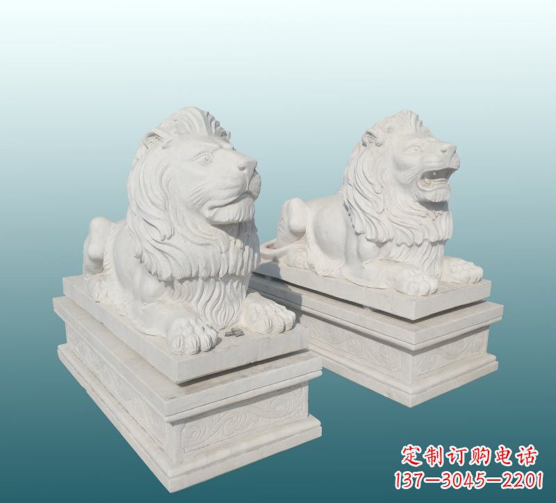 甘肃汉白玉狮子雕塑,来自中领雕塑精美设计