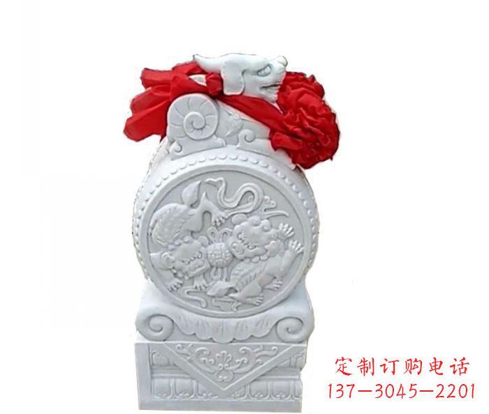 甘肃中领雕塑的精美玉石门墩雕塑是一个经过精心…