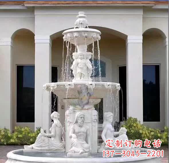 甘肃汉白玉人物喷泉雕塑