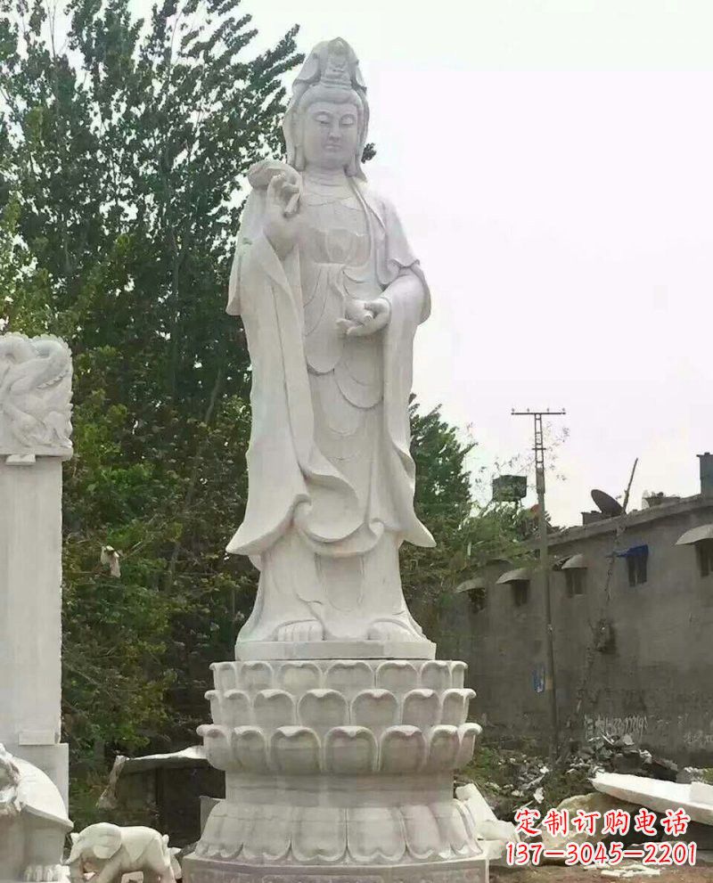 甘肃汉白玉洒水观音驻颜祥和