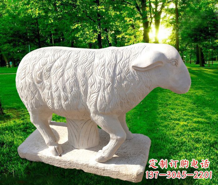 甘肃中领雕塑的汉白玉山羊石雕是一件雕刻精美的…