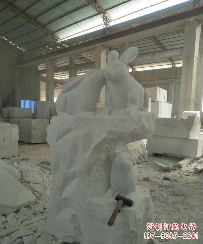 甘肃精美的中国古典生肖兔雕塑