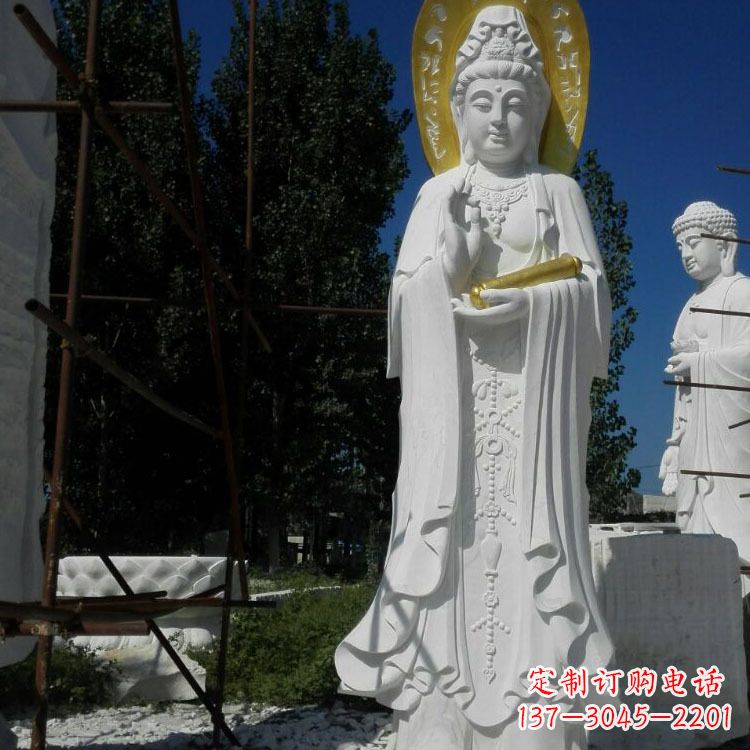 甘肃汉白玉石雕佛像石头观音