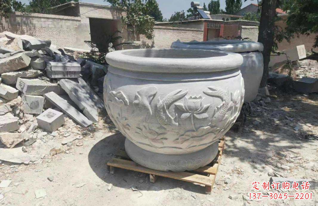 甘肃汉白玉水缸雕塑