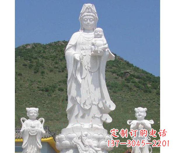 甘肃汉白玉观音善财童子龙女雕塑