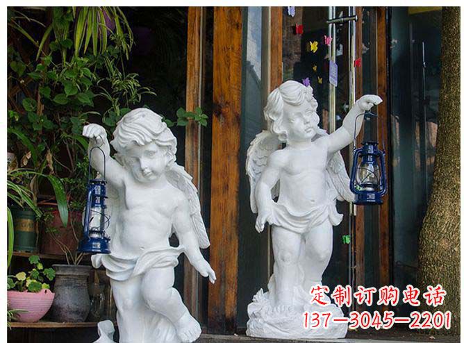 甘肃白玉天使雕塑,夜晚的灯火璀璨