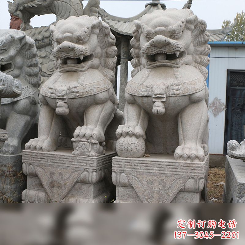 甘肃精美雕刻,汉白玉天安门石狮子