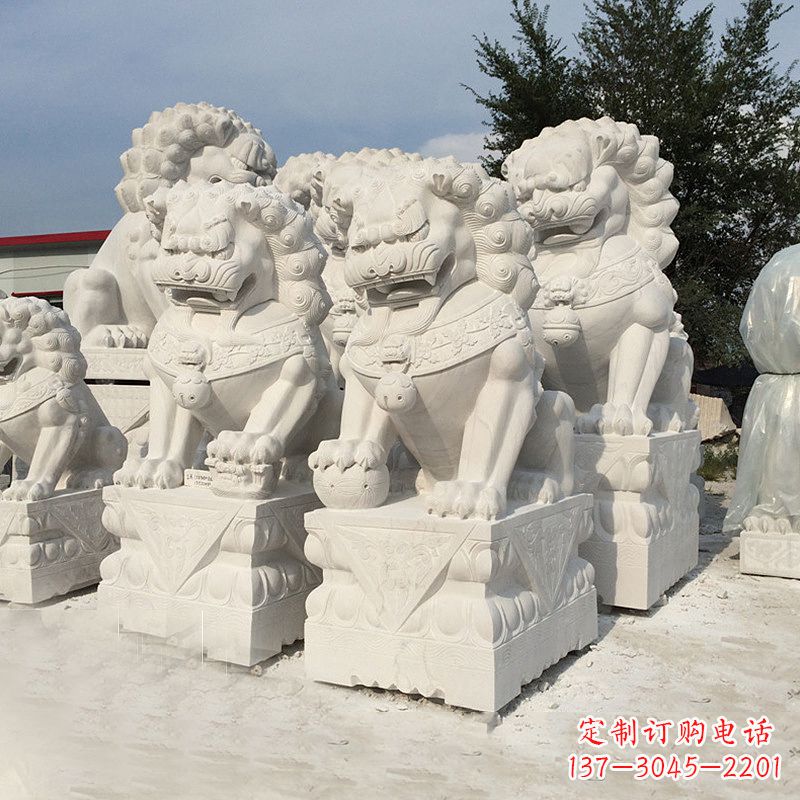 甘肃历史悠久的汉白玉狮子雕塑