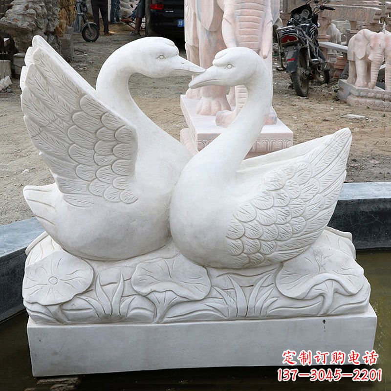 甘肃精美绝伦的汉白玉天鹅石雕塑