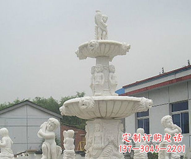 甘肃汉白玉天使大型喷泉石雕