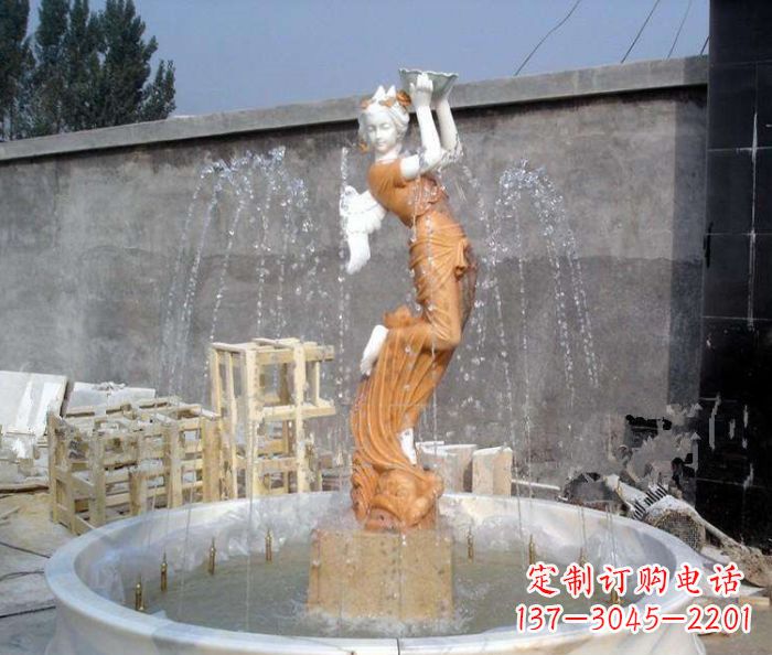 甘肃汉白玉西方人物公园石雕喷泉