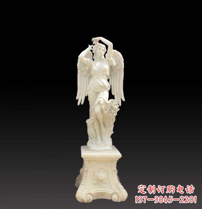 甘肃汉白玉西方天使人物摆件石雕