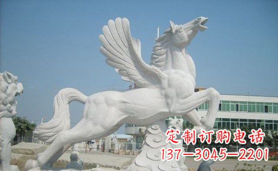 甘肃精美祥云飞马石雕,古朴大气