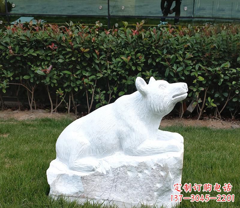 甘肃唯美可爱的汉白玉小区动物熊雕塑
