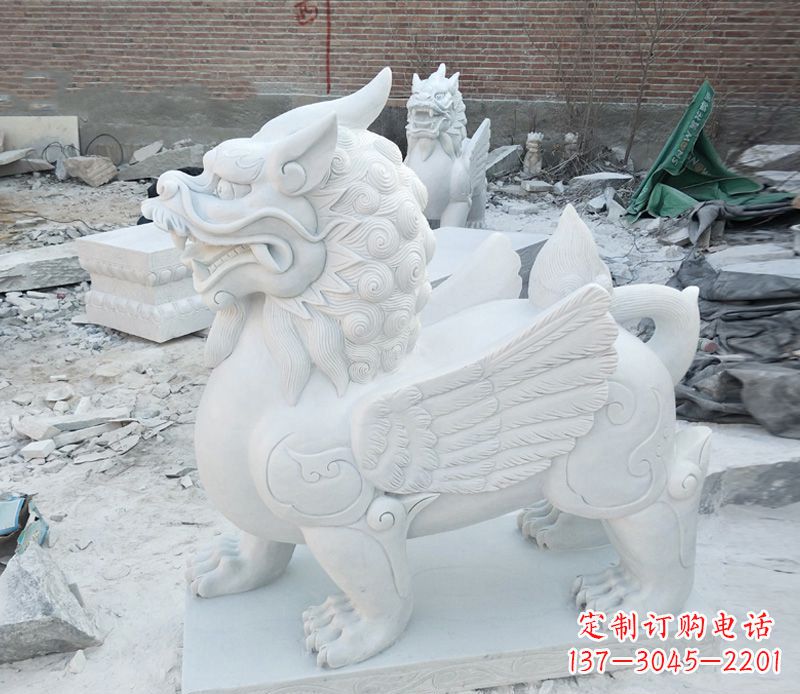 甘肃品质卓越的汉白玉独角兽雕塑