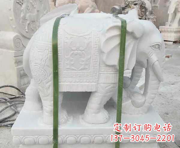 甘肃瑞气四溢的汉白玉招财大象雕塑