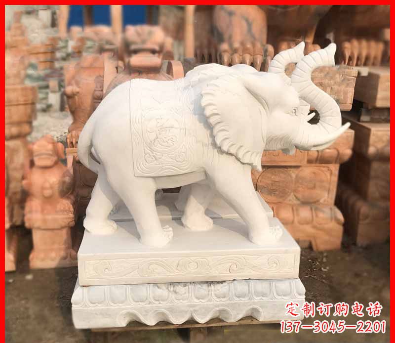 甘肃汉白玉招财大象雕塑