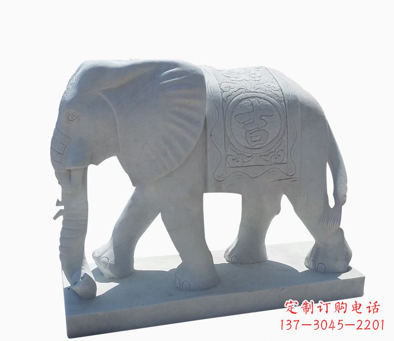 甘肃桃花开,当铺金,汉白玉大象雕塑,吉祥引财