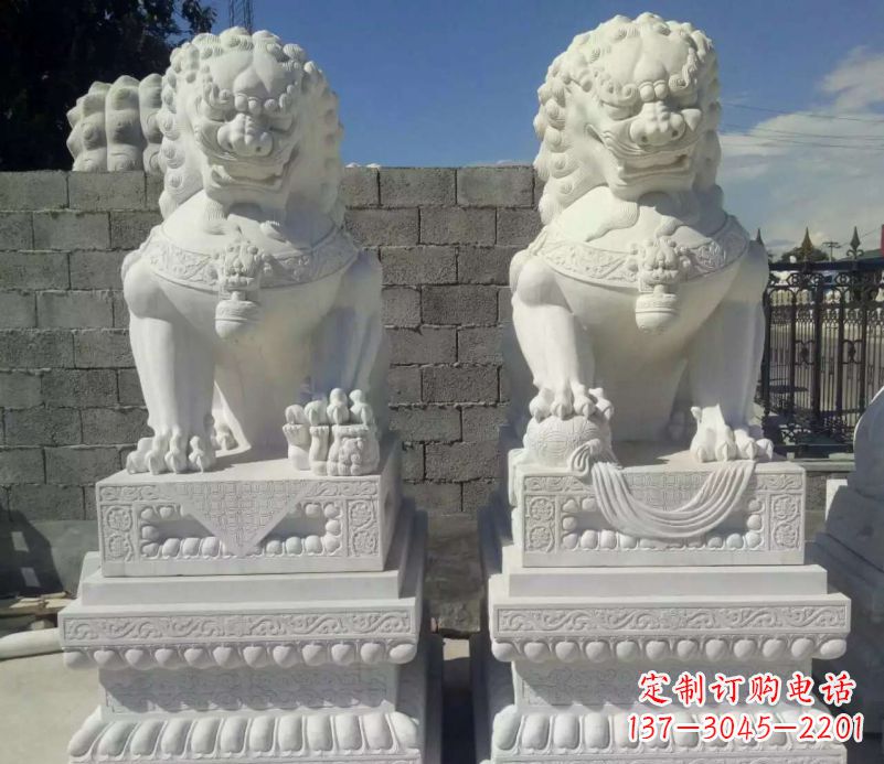 甘肃汉白玉镇宅狮子石雕塑
