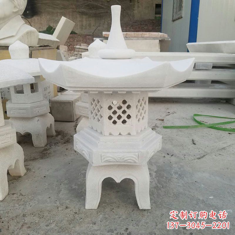 甘肃汉白玉中式石雕灯笼