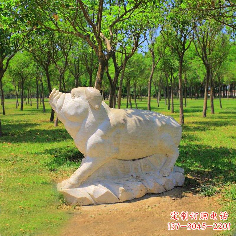 甘肃传统十二生肖精美手工猪石雕动物雕塑