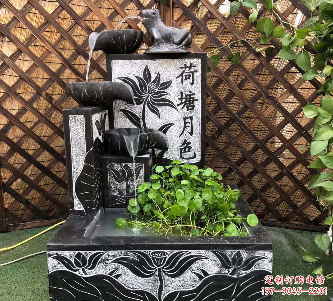 甘肃荷塘月色景观石雕喷水池