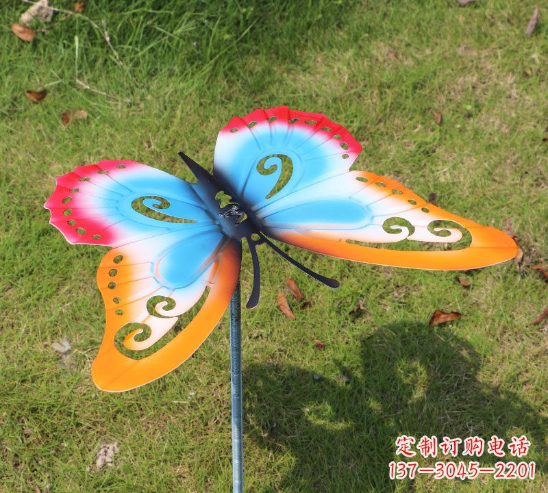 甘肃红橙蓝不锈钢蝴蝶雕塑