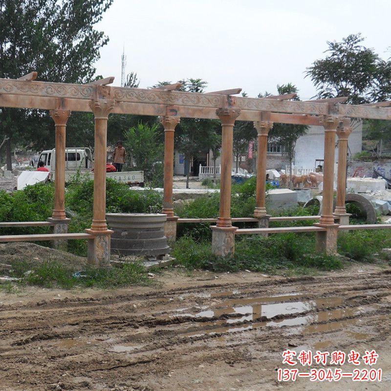 甘肃红色石雕定制长廊雕塑