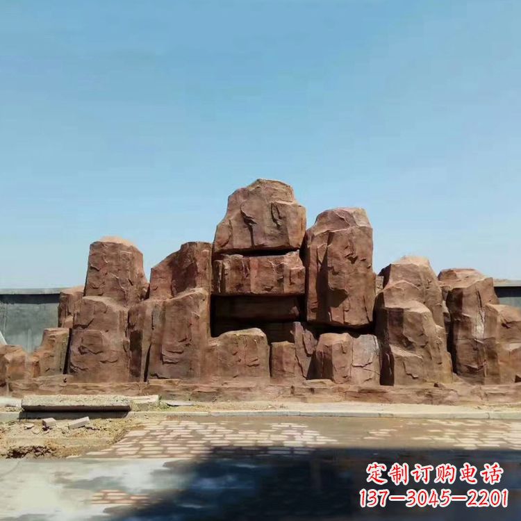 甘肃假山雕塑，红色塑石精美制作