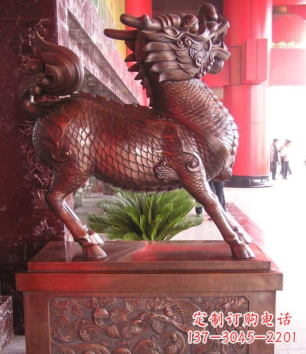 甘肃红铜麒麟神兽铜雕