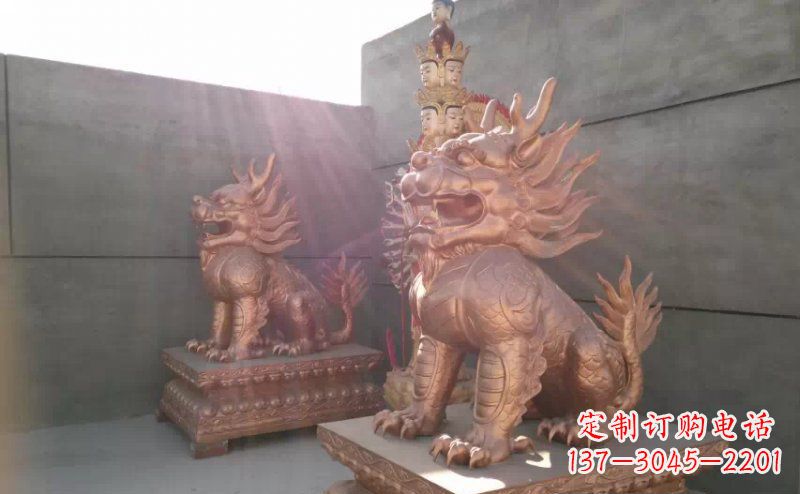 甘肃红铜麒麟古代神兽铜雕