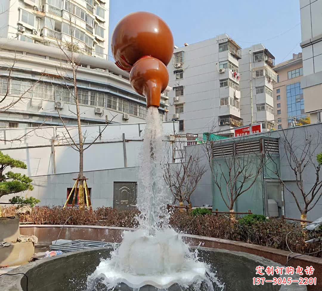 甘肃葫芦广场喷泉雕塑,精致唯美