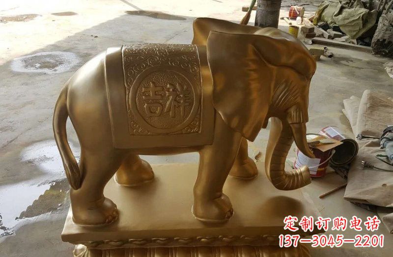 甘肃湖南玻璃钢仿铜大象案例
