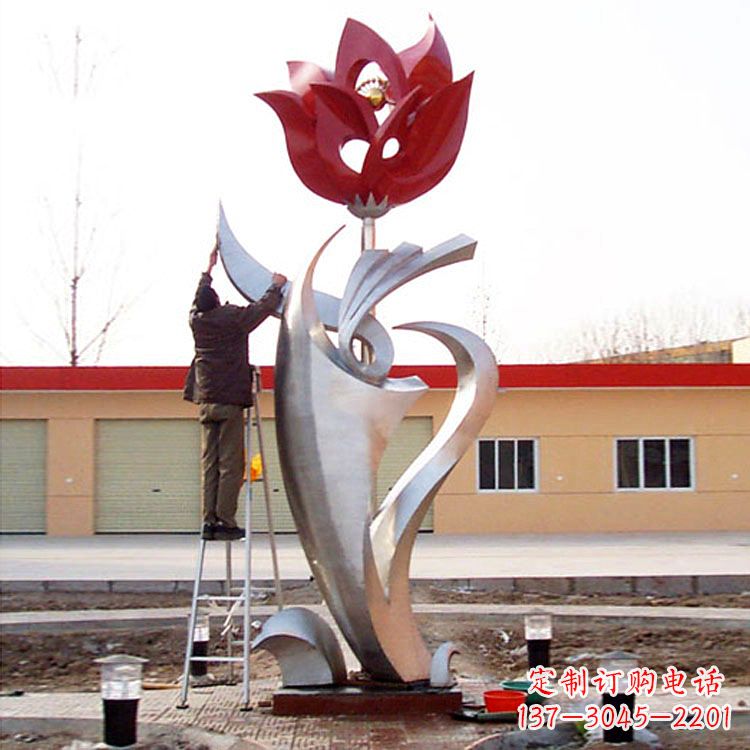 甘肃高端定制玫瑰花不锈钢大型雕塑