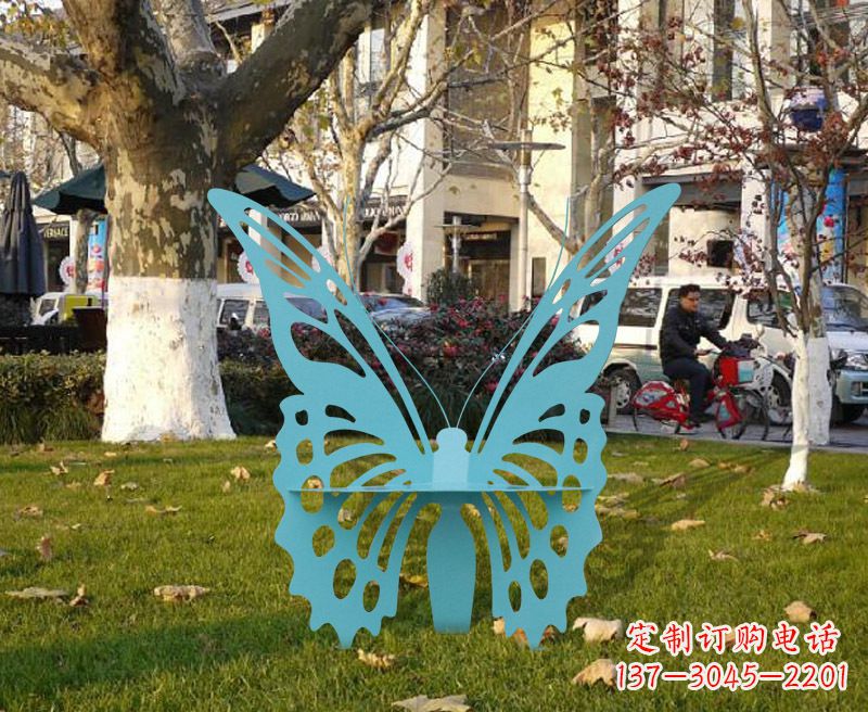 甘肃中领雕塑专业定制不锈钢蝴蝶雕塑座椅