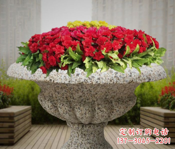 甘肃中领雕塑精美花岗岩花盆小区石雕