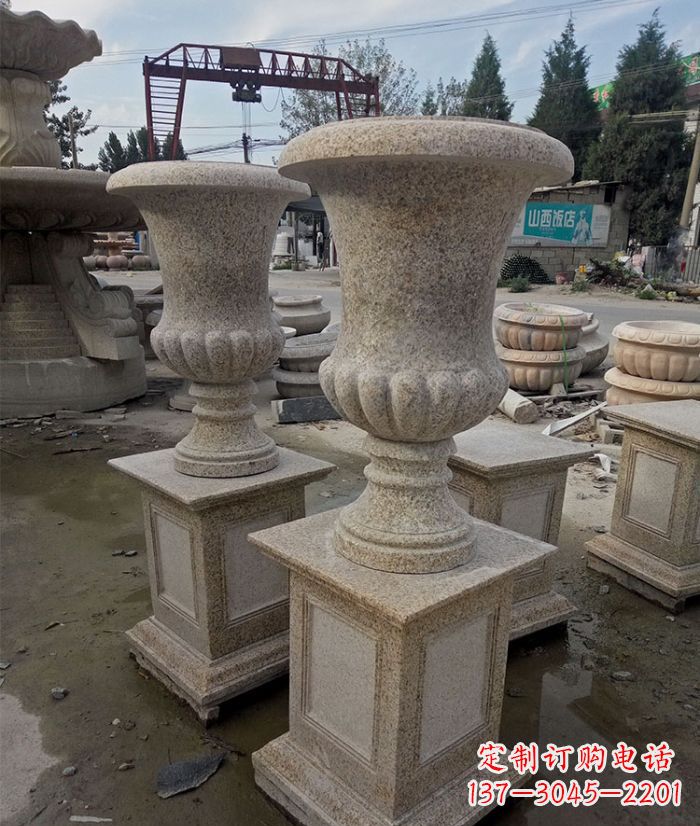 甘肃花岗岩欧式花钵小区石雕花盆