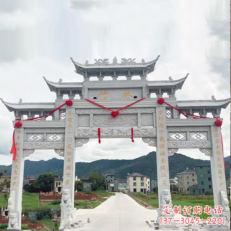 甘肃花岗岩三门石牌坊雕塑