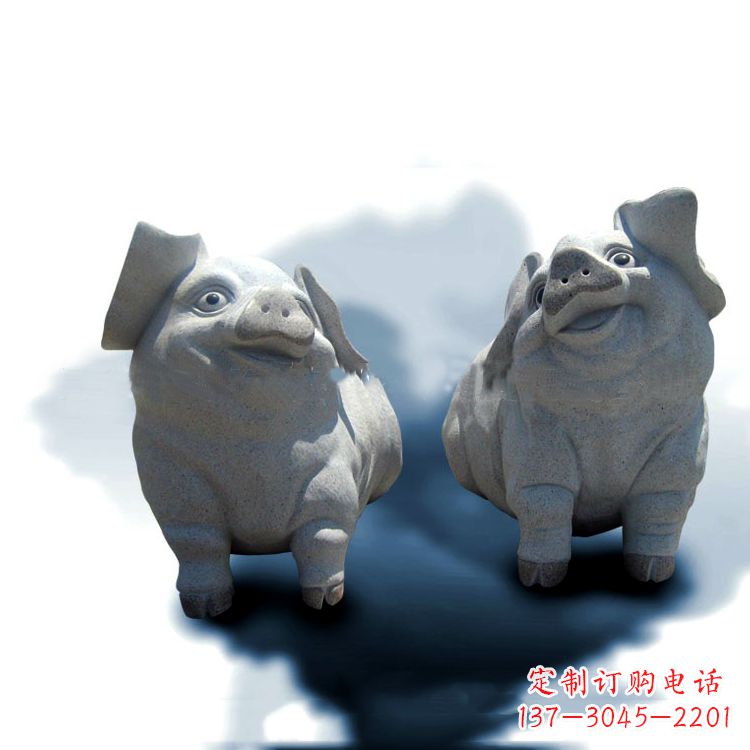 甘肃花岗岩动物雕塑-可爱的福猪