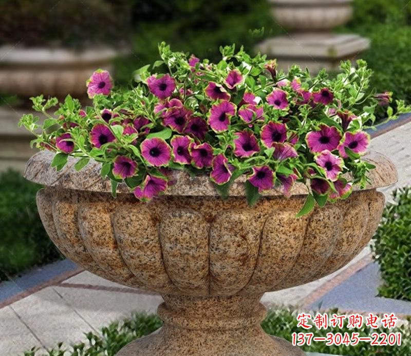 甘肃花岗岩小区景观花盆雕塑,添彩美化景观
