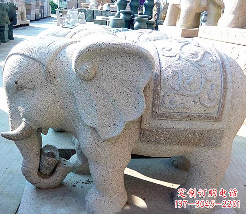 甘肃花岗岩元宝大象石雕