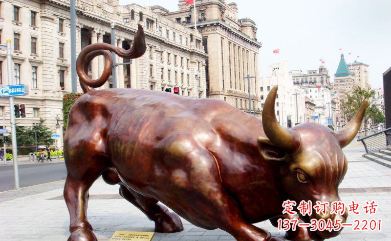 甘肃华尔街牛招财牛铜雕,拥有力量的象征