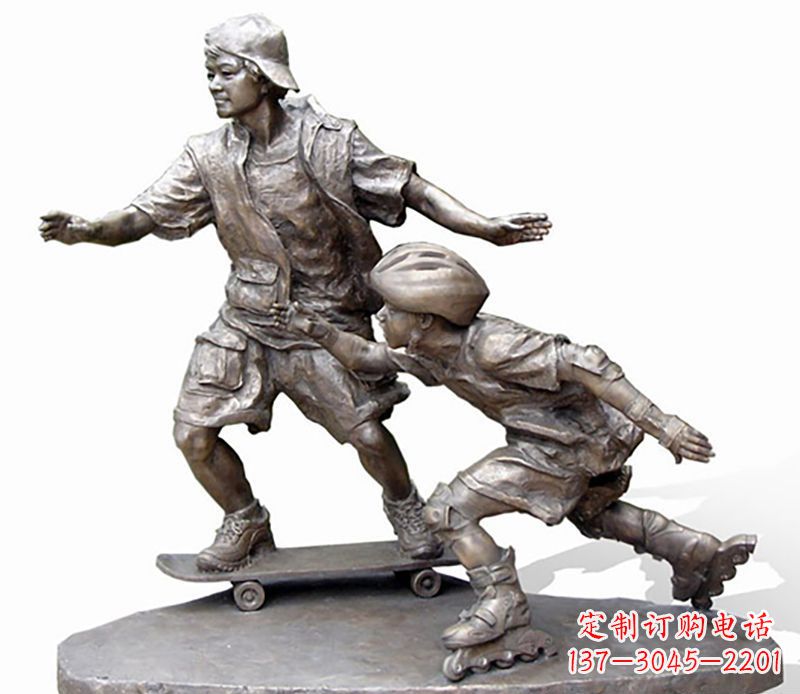 甘肃激情滑板,艺术雕塑:城市滑冰男孩铜雕