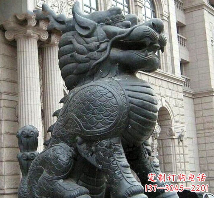 甘肃富有神韵的煞铜麒麟雕塑