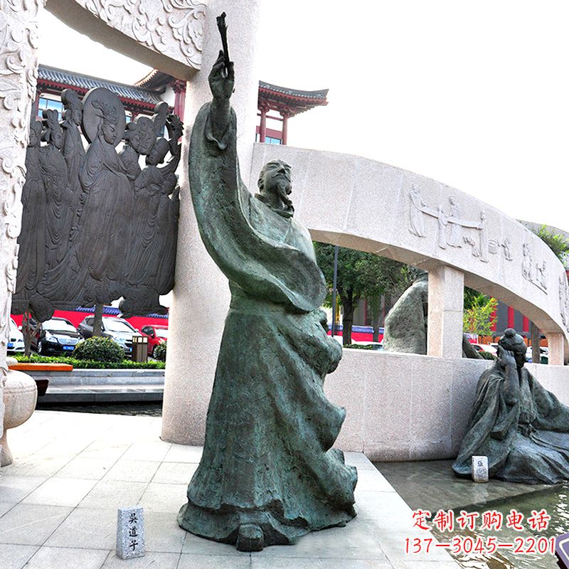 甘肃中领雕塑：仿古吴道子铜雕像