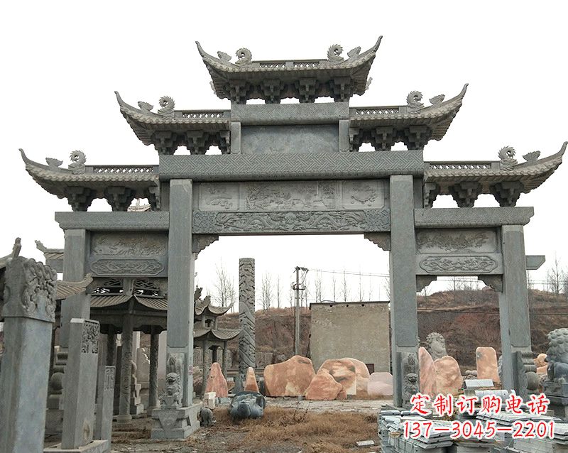 甘肃黄冈石雕牌坊--专业定制牌坊雕塑